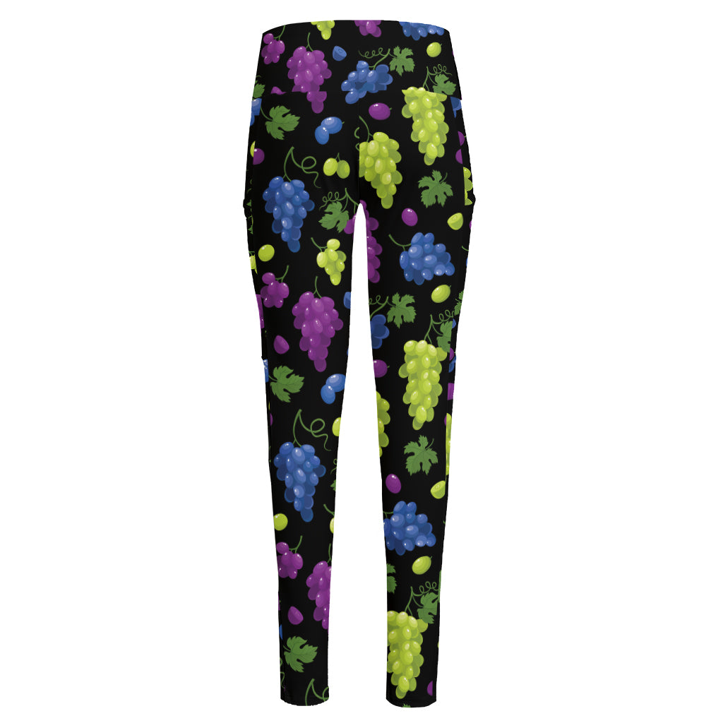 Colorful Grapes Pattern Print High-Waisted Pocket Leggings