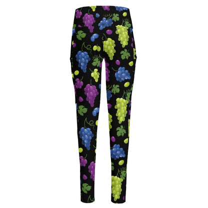 Colorful Grapes Pattern Print High-Waisted Pocket Leggings