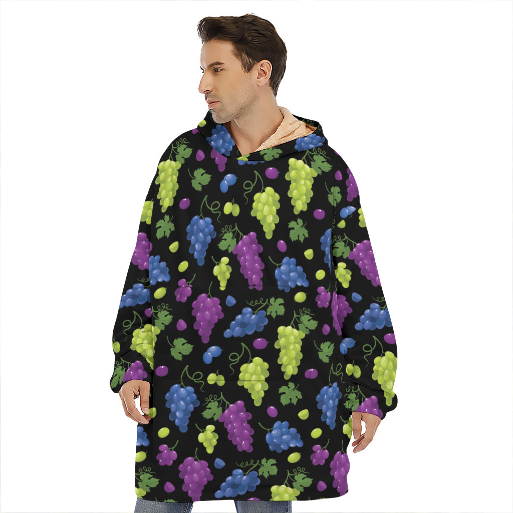 Colorful Grapes Pattern Print Hoodie Blanket