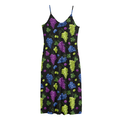 Colorful Grapes Pattern Print Jersey Midi Cami Dress