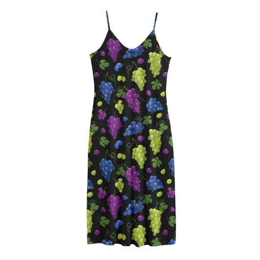 Colorful Grapes Pattern Print Jersey Midi Cami Dress