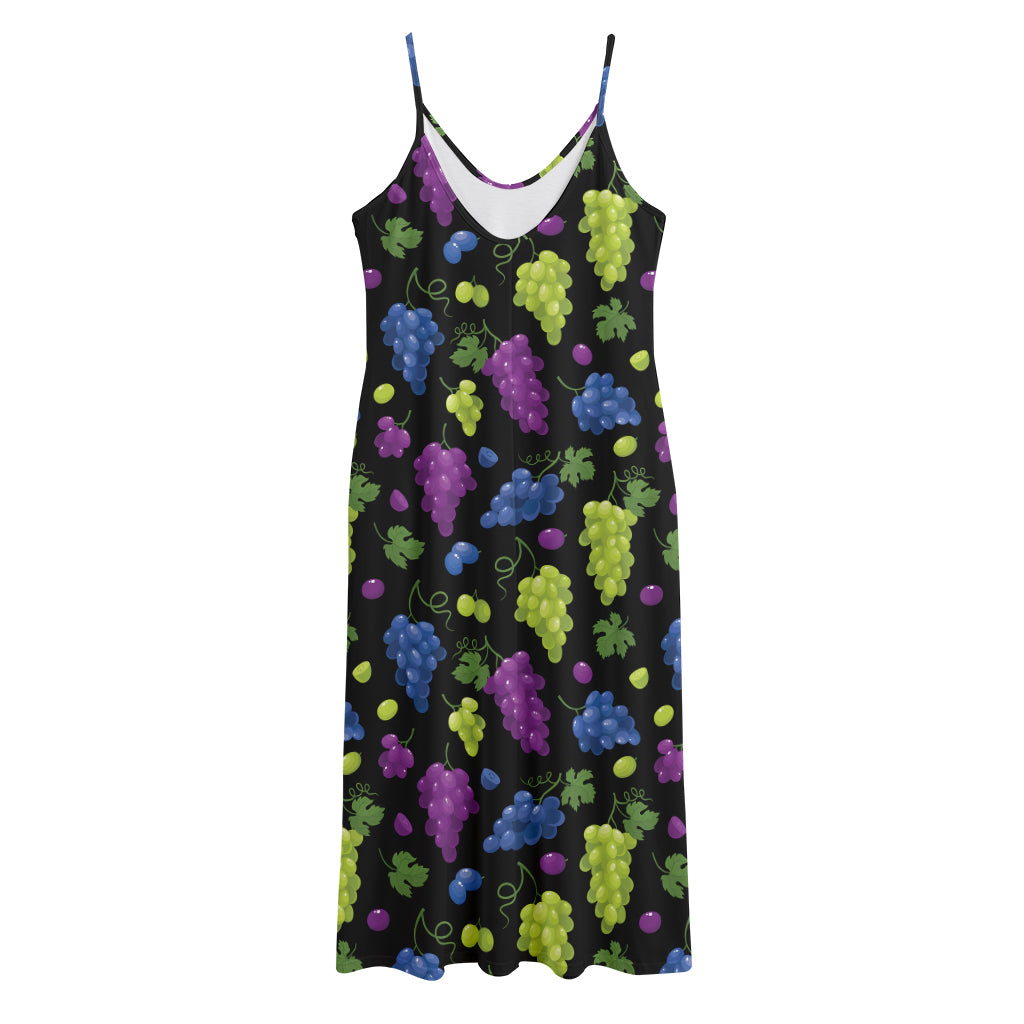 Colorful Grapes Pattern Print Jersey Midi Cami Dress