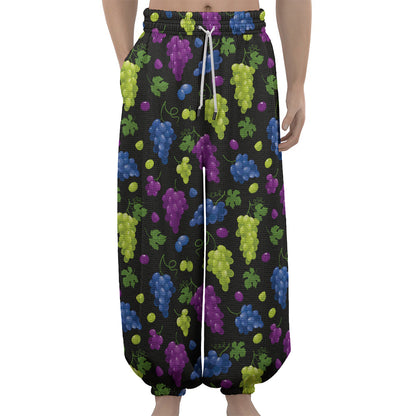 Colorful Grapes Pattern Print Lantern Pants