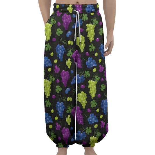 Colorful Grapes Pattern Print Lantern Pants