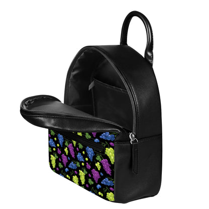 Colorful Grapes Pattern Print Leather Backpack