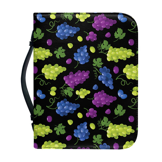 Colorful Grapes Pattern Print Leather Bible Cover