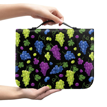 Colorful Grapes Pattern Print Leather Bible Cover