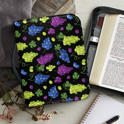Colorful Grapes Pattern Print Leather Bible Cover