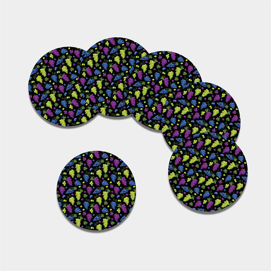 Colorful Grapes Pattern Print Leather Coaster Set