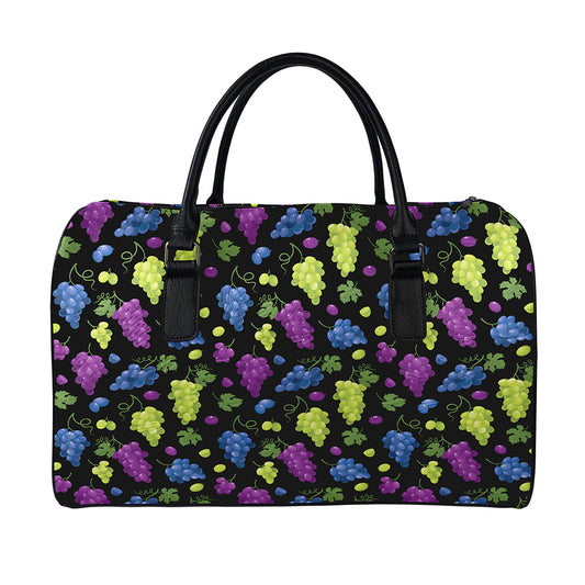 Colorful Grapes Pattern Print Leather Duffle Bag
