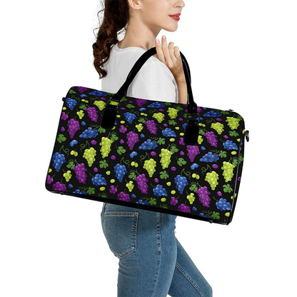 Colorful Grapes Pattern Print Leather Duffle Bag