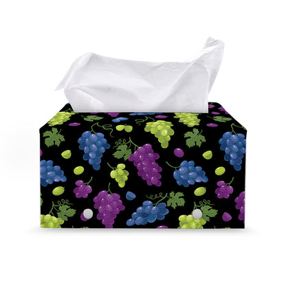 Colorful Grapes Pattern Print Leather Tissue Box Cover