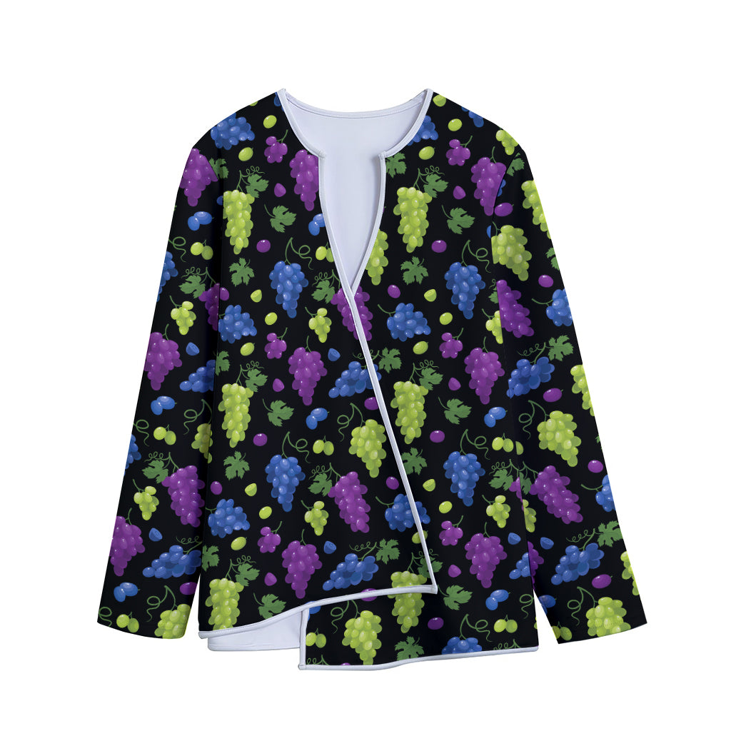 Colorful Grapes Pattern Print Long Sleeve Short Coat