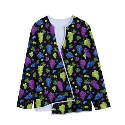 Colorful Grapes Pattern Print Long Sleeve Short Coat