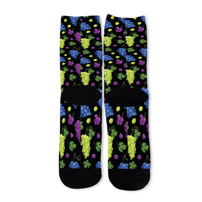 Colorful Grapes Pattern Print Long Socks