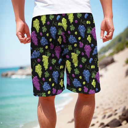Colorful Grapes Pattern Print Men's Cargo Shorts