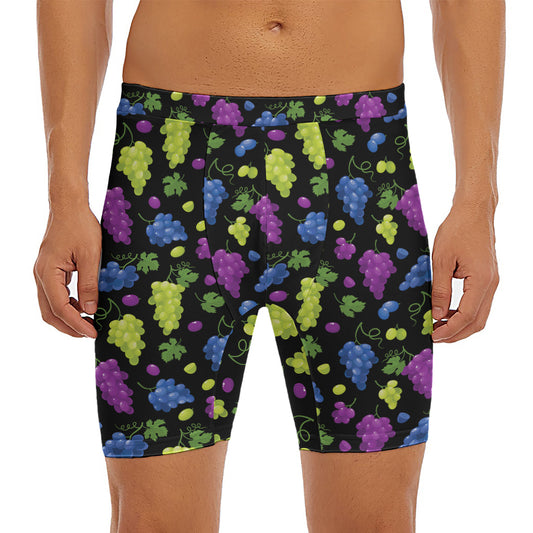 Colorful Grapes Pattern Print Men's Long Boxer Briefs