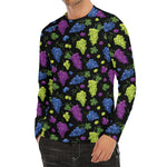 Colorful Grapes Pattern Print Men's Long Sleeve Rash Guard