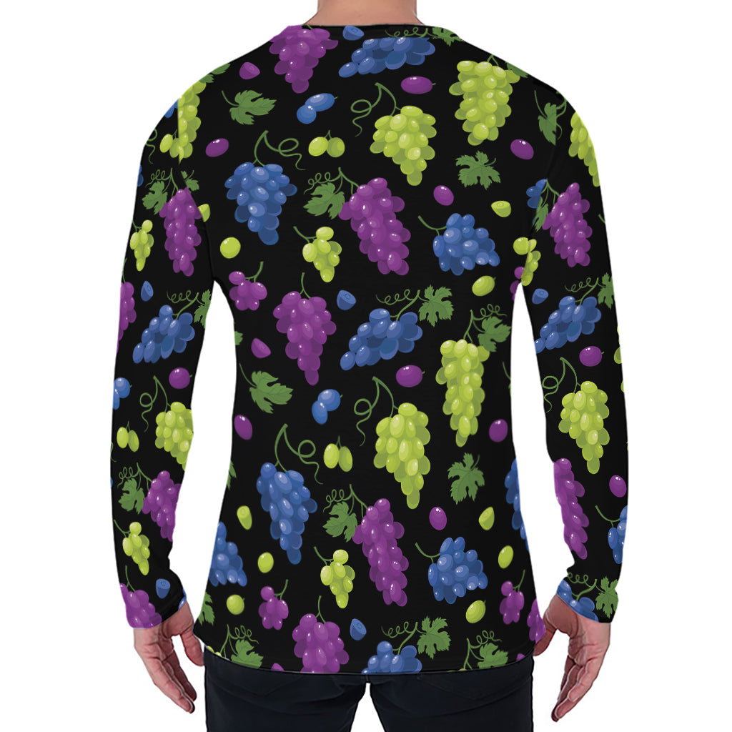 Colorful Grapes Pattern Print Men's Long Sleeve T-Shirt