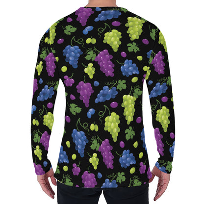 Colorful Grapes Pattern Print Men's Long Sleeve T-Shirt