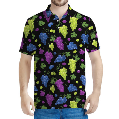 Colorful Grapes Pattern Print Men's Polo Shirt