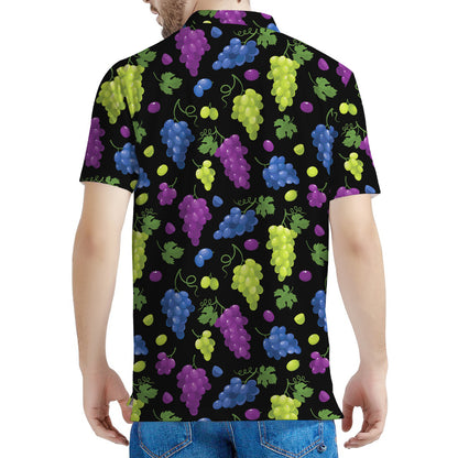 Colorful Grapes Pattern Print Men's Polo Shirt