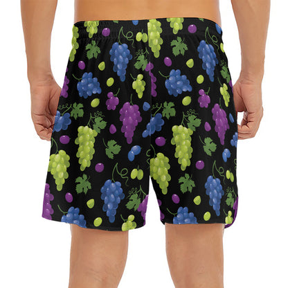 Colorful Grapes Pattern Print Men's Split Running Shorts