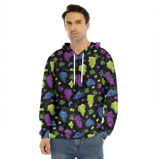 Colorful Grapes Pattern Print Men's Velvet Pullover Hoodie