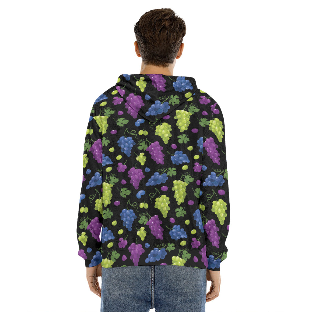 Colorful Grapes Pattern Print Men's Velvet Pullover Hoodie
