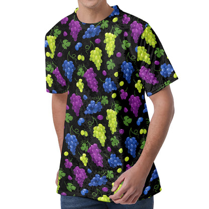 Colorful Grapes Pattern Print Men's Velvet T-Shirt