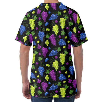 Colorful Grapes Pattern Print Men's Velvet T-Shirt