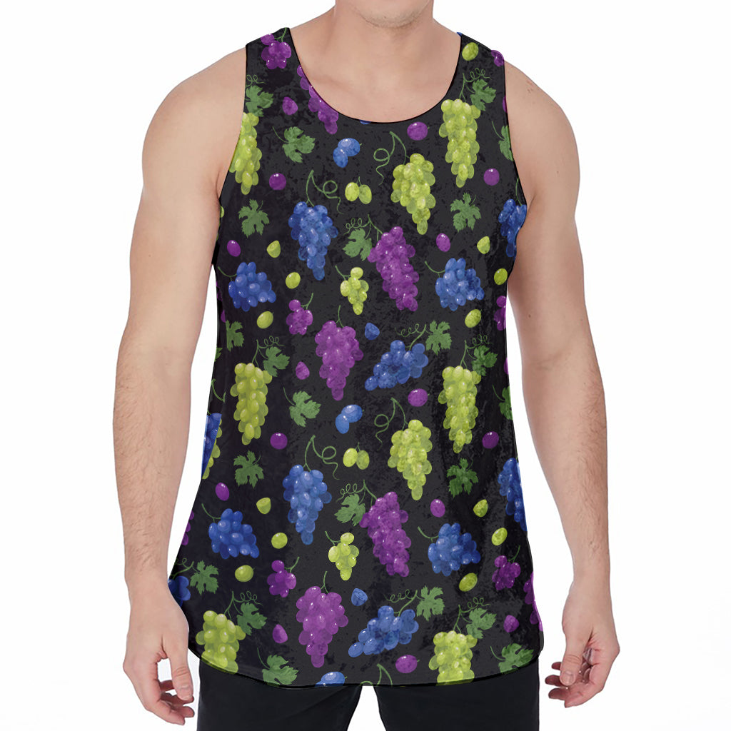 Colorful Grapes Pattern Print Men's Velvet Tank Top