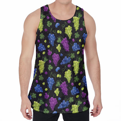 Colorful Grapes Pattern Print Men's Velvet Tank Top