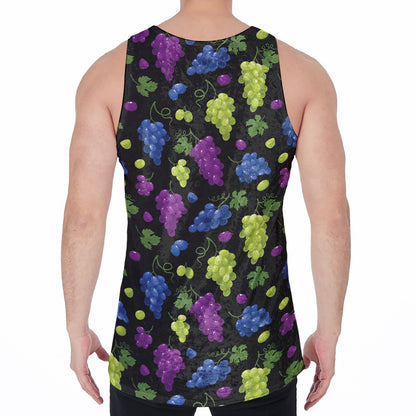 Colorful Grapes Pattern Print Men's Velvet Tank Top