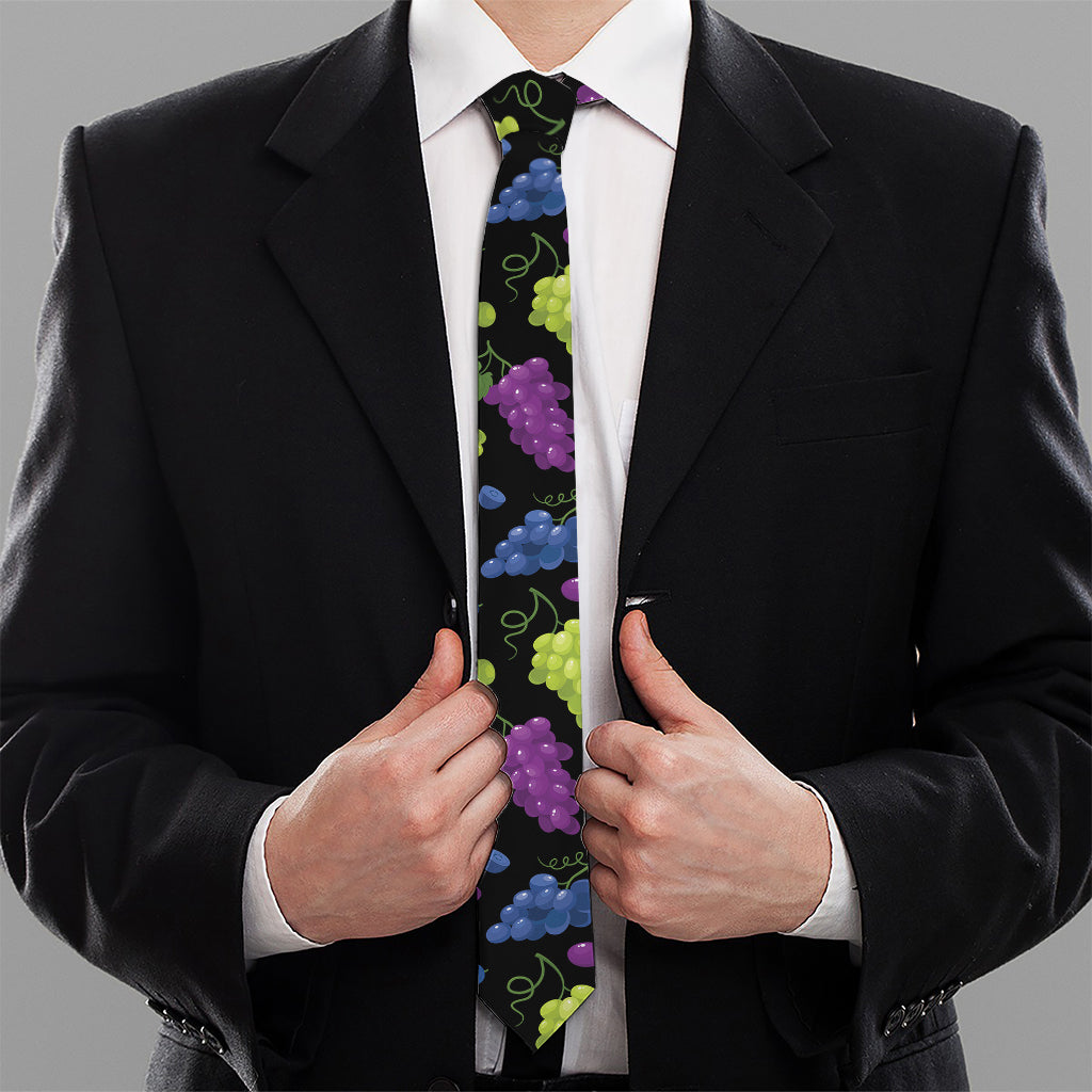 Colorful Grapes Pattern Print Necktie