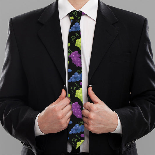 Colorful Grapes Pattern Print Necktie