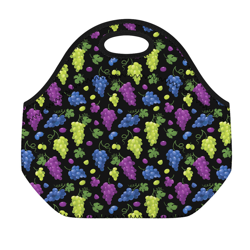 Colorful Grapes Pattern Print Neoprene Lunch Bag