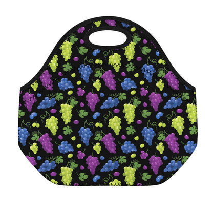 Colorful Grapes Pattern Print Neoprene Lunch Bag
