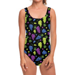 Colorful Grapes Pattern Print One Piece Swimsuit