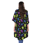 Colorful Grapes Pattern Print Open Front Beach Cover Up