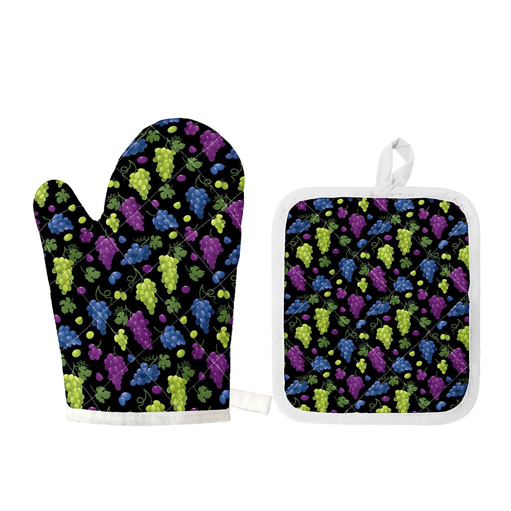 Colorful Grapes Pattern Print Oven Mitt And Pot Holder Set