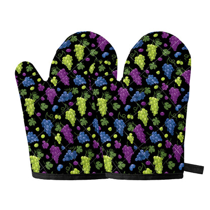 Colorful Grapes Pattern Print Oven Mitts