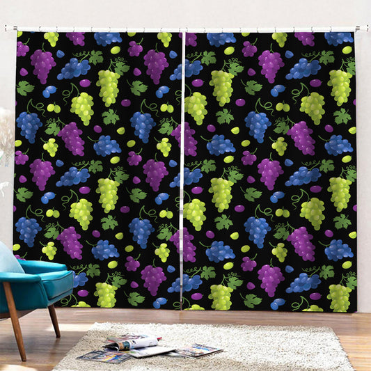 Colorful Grapes Pattern Print Pencil Pleat Curtains