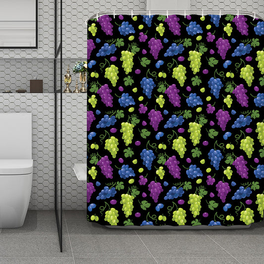 Colorful Grapes Pattern Print Polyester Shower Curtain