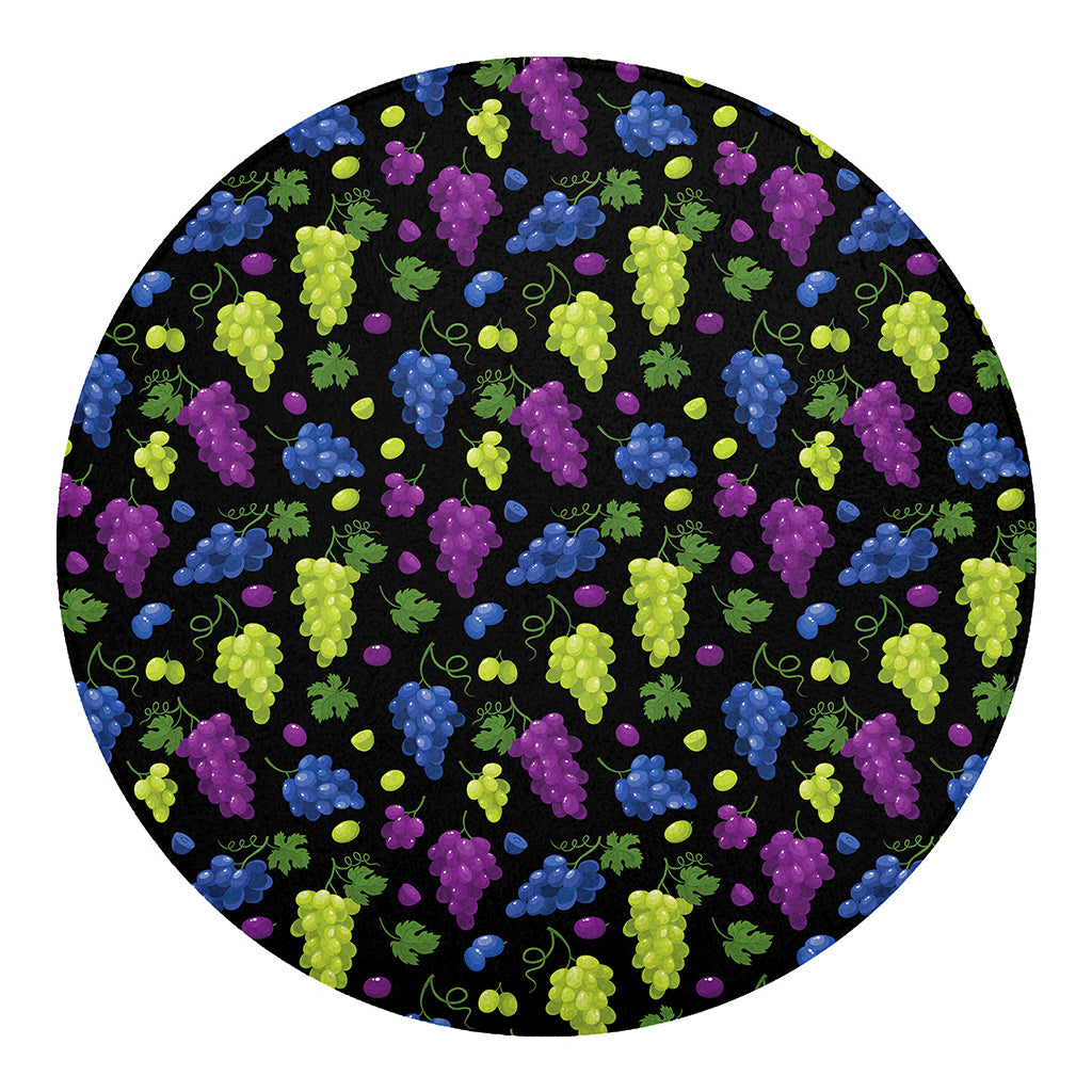 Colorful Grapes Pattern Print Round Blanket