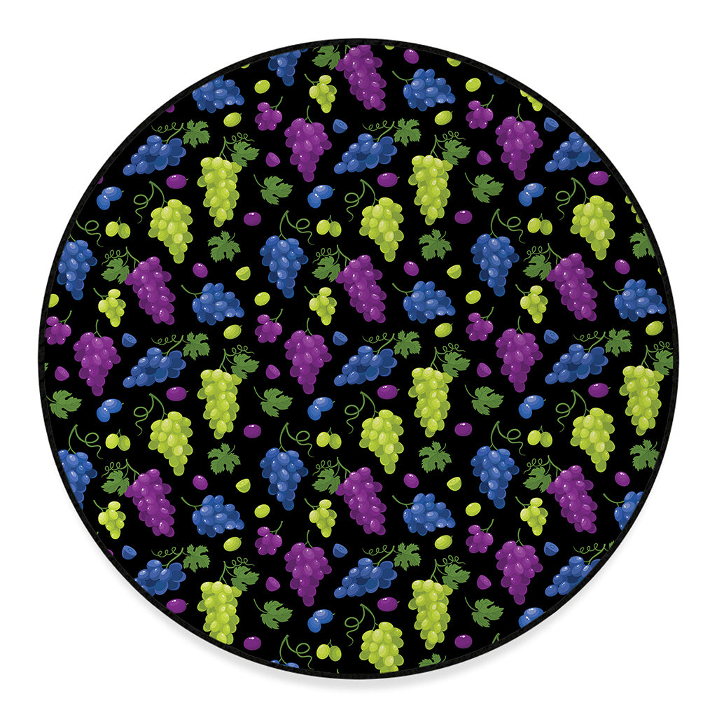 Colorful Grapes Pattern Print Round Floor Mat