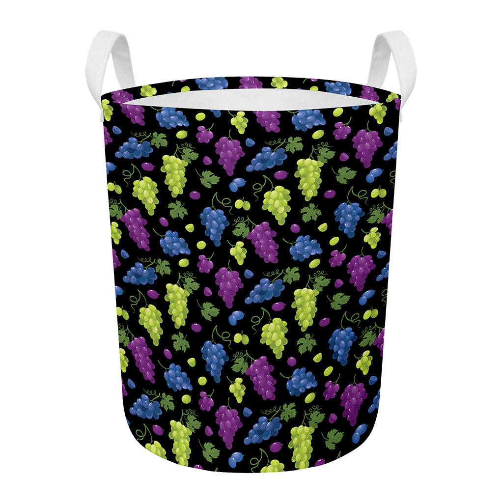 Colorful Grapes Pattern Print Round Laundry Basket