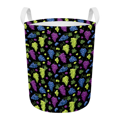 Colorful Grapes Pattern Print Round Laundry Basket
