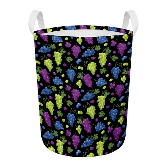 Colorful Grapes Pattern Print Round Laundry Basket