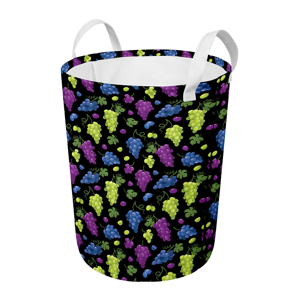 Colorful Grapes Pattern Print Round Laundry Basket